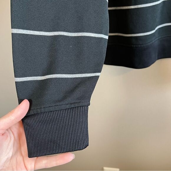 ✨ Footjoy Men’s Black White Striped Quarter Zip Golf Pullover Medium - Picture 5 of 11